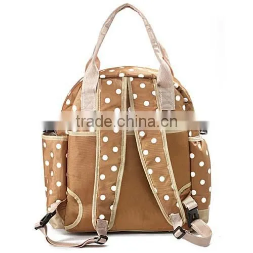 Multifunctional Black Polka Dot 3 Sets Diaper Backpack/Shoulder/Tote Bag for Kids (BLZ2587)