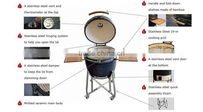 Hot sell western ceramic kamado grill for BBQ