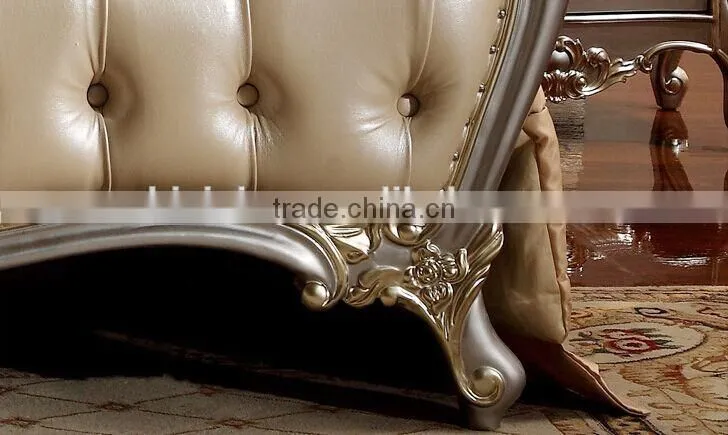 European Style Solid Wood with Genuine Leather Bed, Royal Bedroom Carved Furnitur Bed, Royal Bedroom Furniture (BF01-ML013)