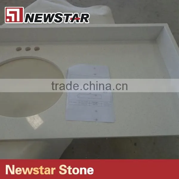 cheap kitchen and bathroom white quartz countertop