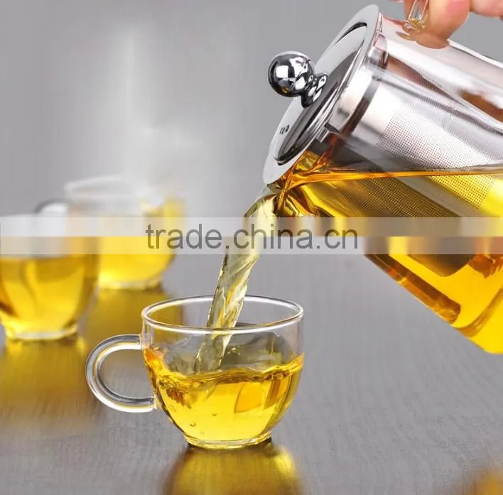 Hand Blown Glass Teapot Stainless Steel Infuser & Glass Lid teapot kettle coffee
