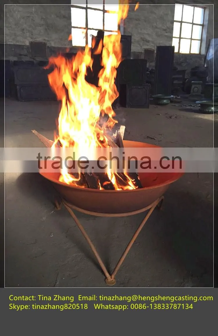 2017 hot sale antique outdoor wood burning cast iron fire pit with stand