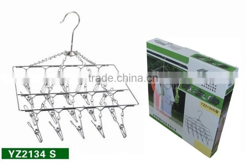 HIGH QUALITY 20 pcs hanger Laudry clothes clip hanger STAINLESS STEEL