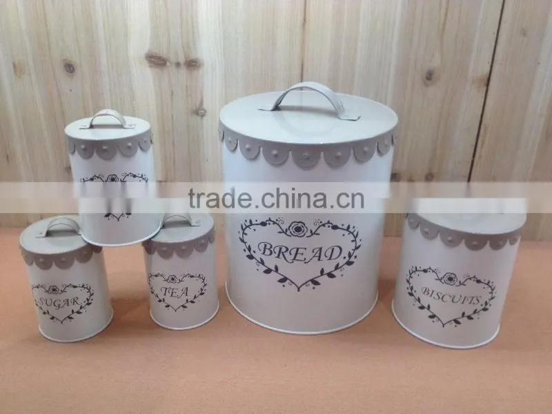 New Stylish Airtight Metal Tin Tea Coffee Sugar Canister Storage Bin with Flower Lid