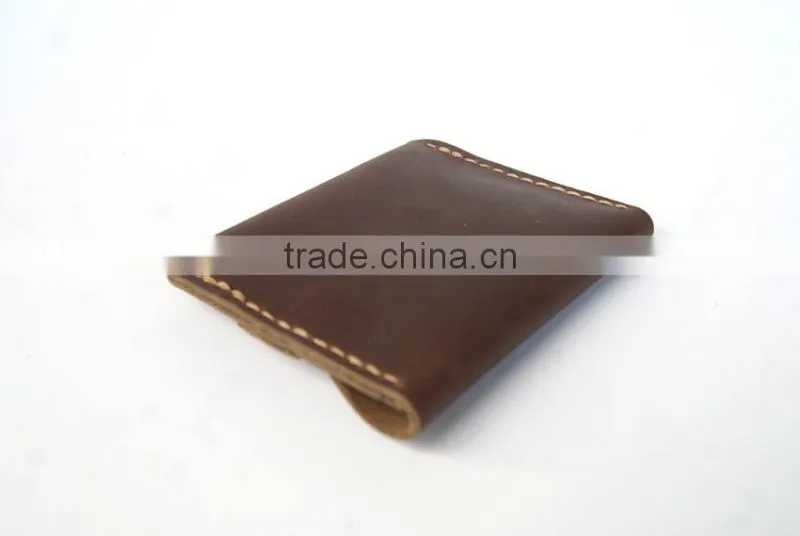 Customize Genuine Leather RFID Blocking Card Holder Cash Pocket Portable Wallet Retro Style