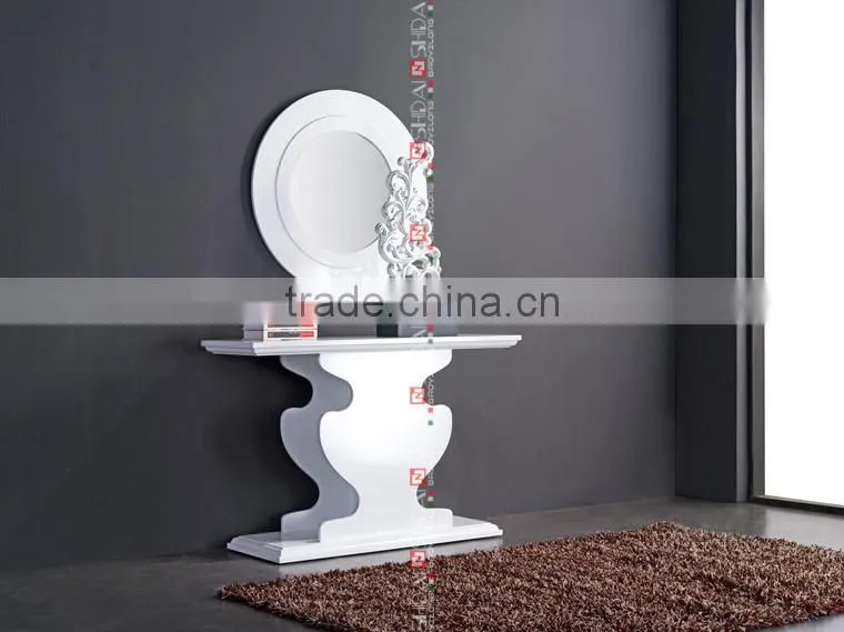 white console tables, mdf console table, console table and mirror E-148