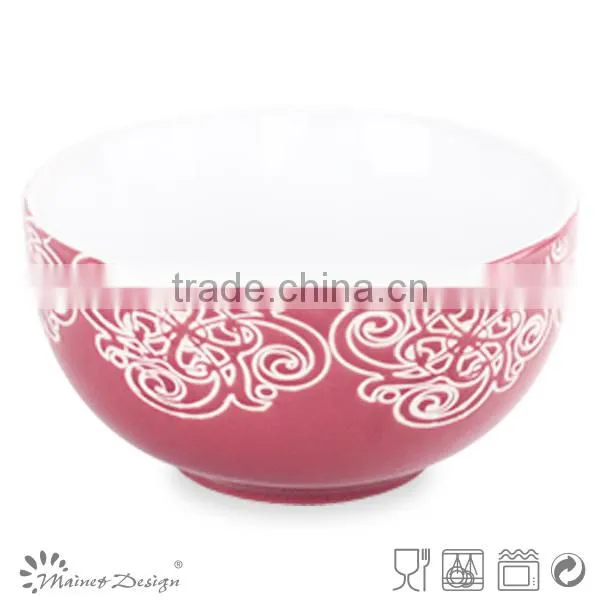 New products wholesale silk screen flower ceramics cereal bowl