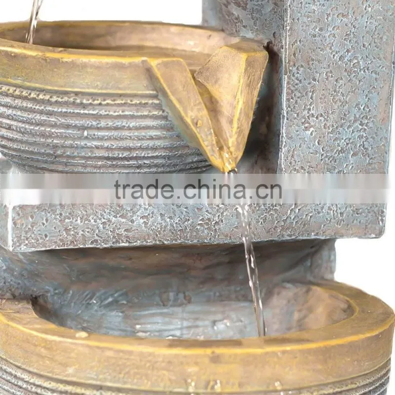 Three Tier Cascading Basins Tabletop Water Fountain with LED Light