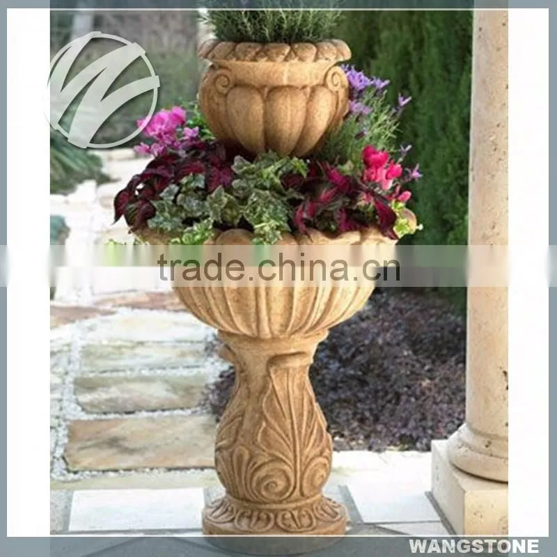 Antique Large Square Decor Granite Stone Garden Planter