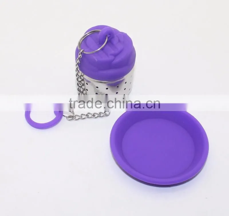 Food Grade silicone loose leaf tea infuser,silicone tea filter,silicone tea strainer with stainless steel ball