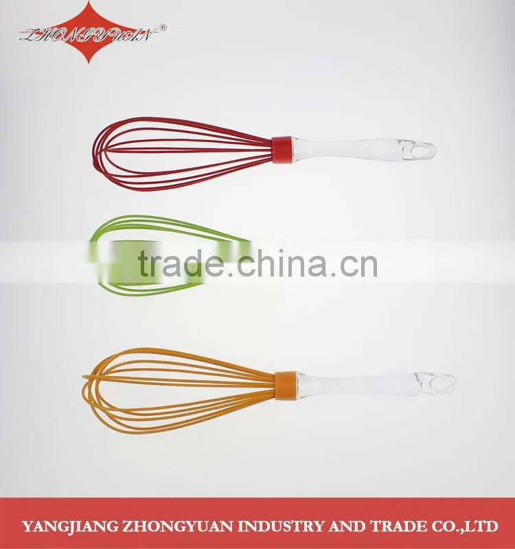 11.5-inch silicone coated wires egg whisk with transparent plastic handle