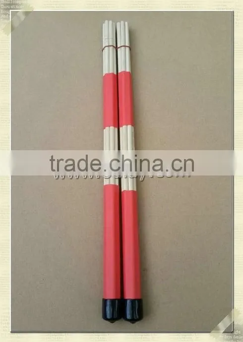 3mm bamboo brushsticks /drum sticks with colordul rubber tubes and black rubber taps