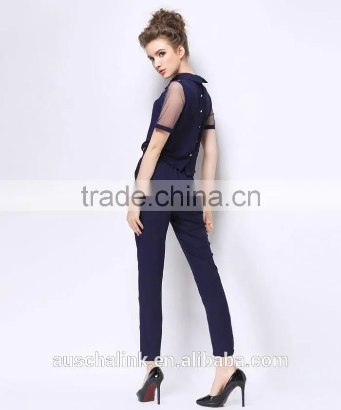 alibaba lady dark navy blue fashion detachable pants low price