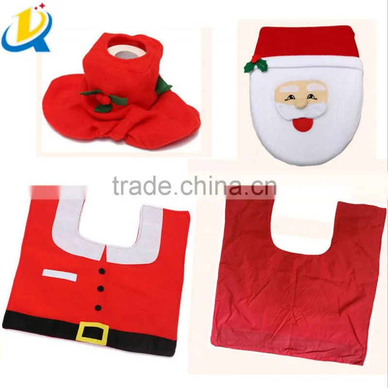 Hot sale cute christmas closestool decoration Santa toilet seat cover