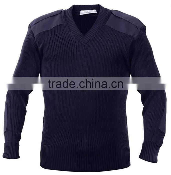 wholesale black acrylic quarter zip military style pullover sweater
