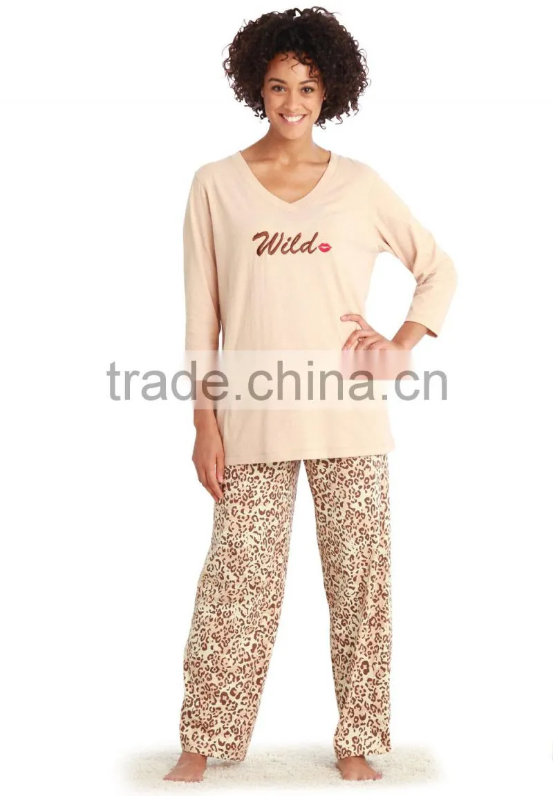 women blue printed cheap pajamas set