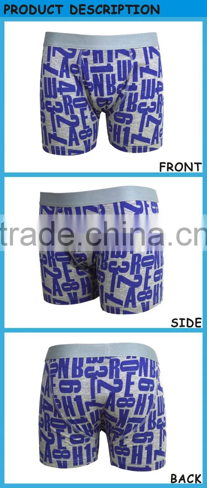 Newest Digital Print Men's Underwear Boxer New Design Men Basic Underwear