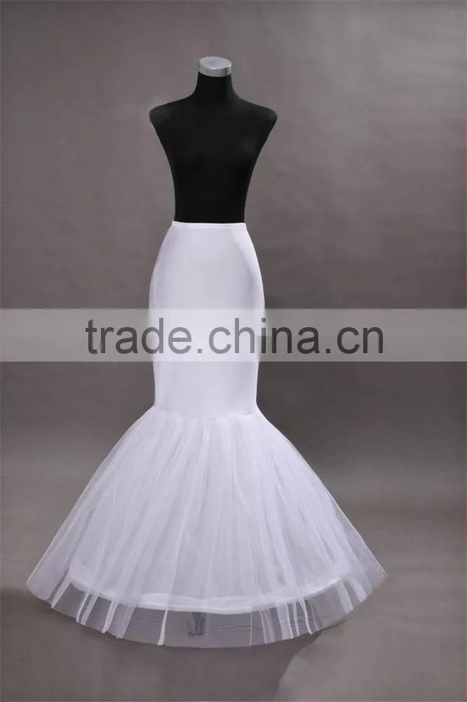 2015 In Stock White Wedding Bridal Mermaid Petticoat/slip 1 Hoop Bone Elastic Wedding bridal Dress Crinoline Trumpet Petticoats