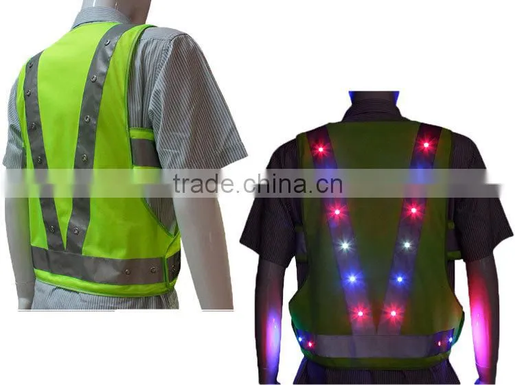 reflective police security uniforms led shirt/flashing led safety vest