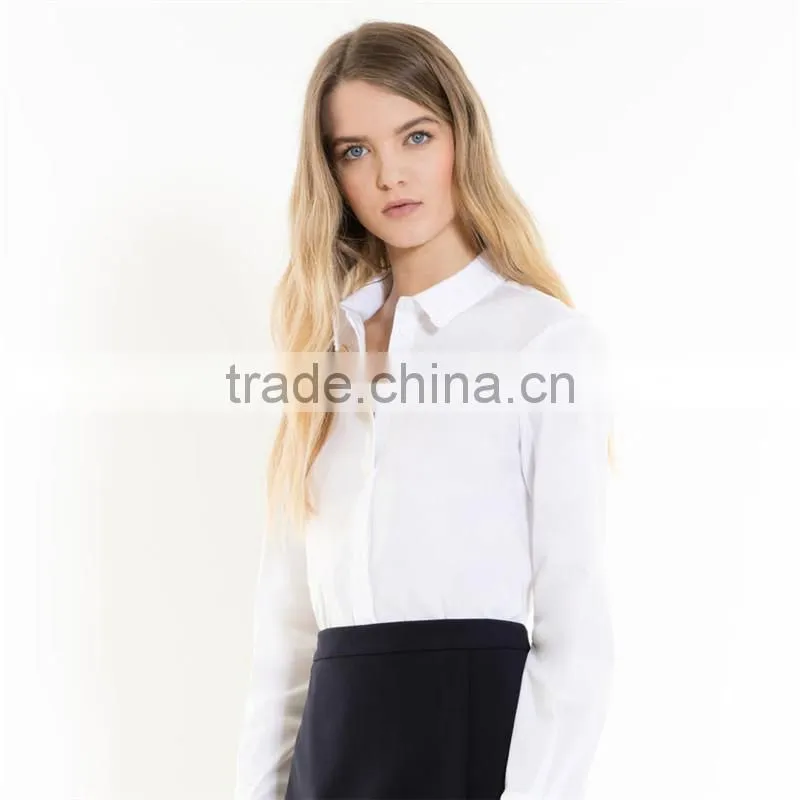 Concealed button fastening Straight cut Classic collar poplin shirt