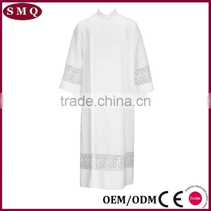 wholesale custom size and lace pattern robe white long alb