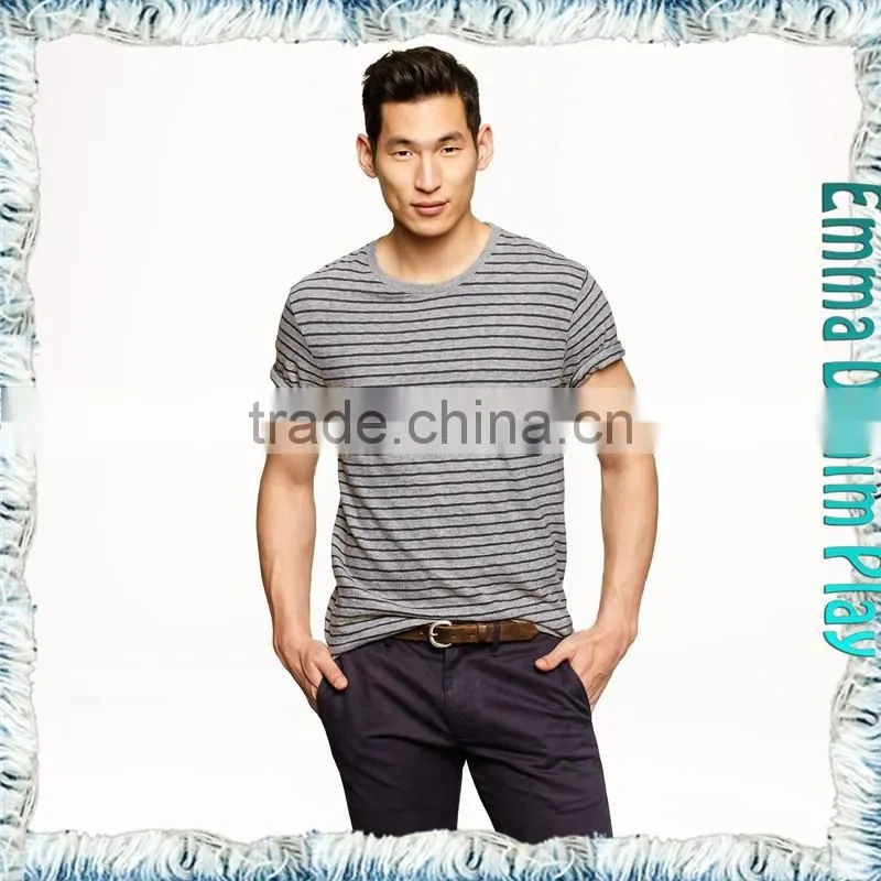 Mens Plain Striped Quality Cotton O-Neck T-Shirts