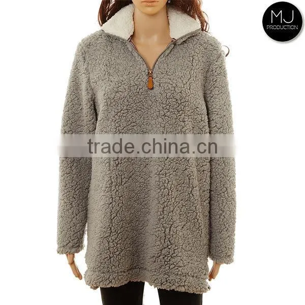 FACTORY Monogrammed Knitted Quarter Zip Style Sherpa Fleece Pullover