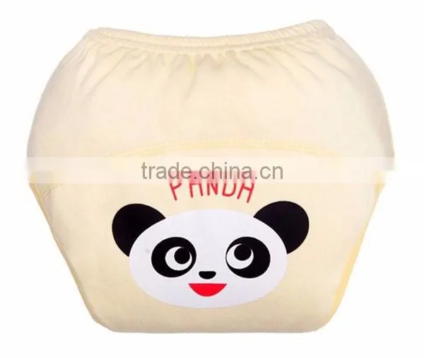 yellow panda pattern printed 100 cotton reusable baby cloth diaper