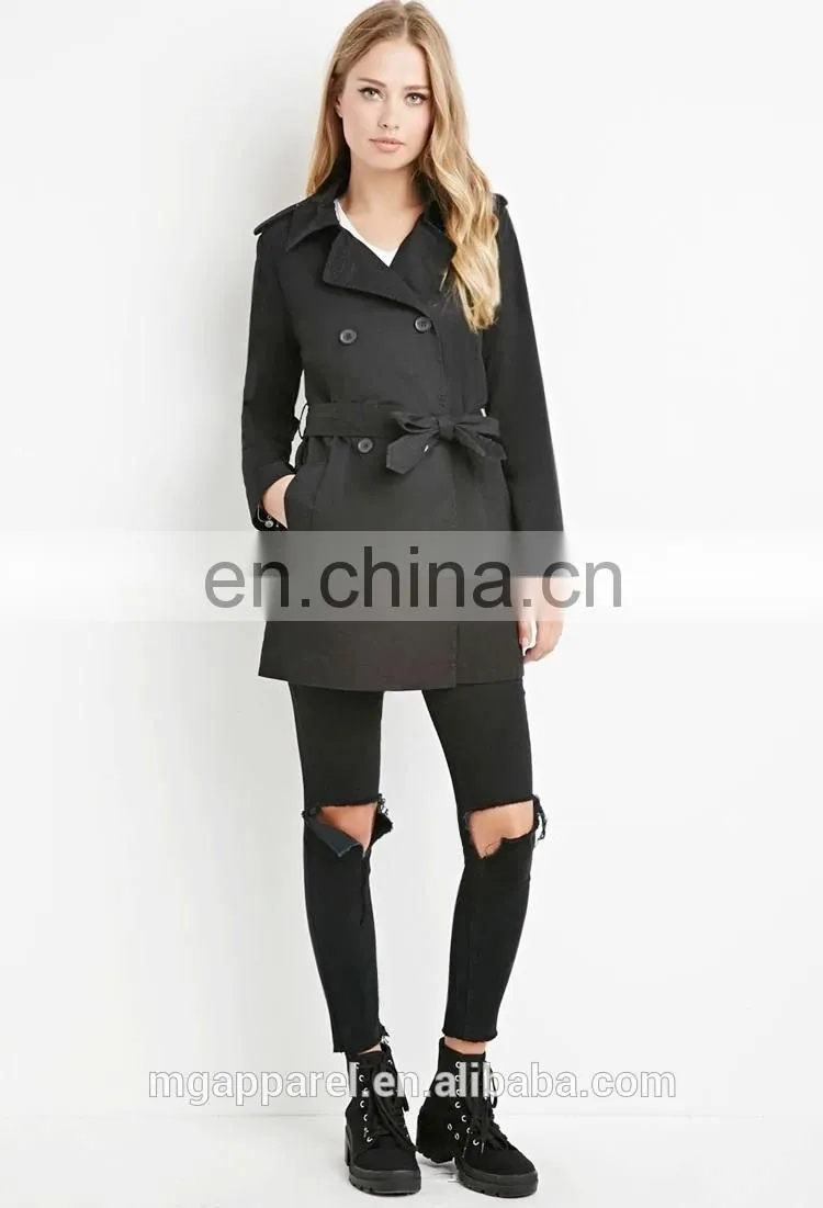 fashion high quality long sleeves double breasted women trench coat wholesale