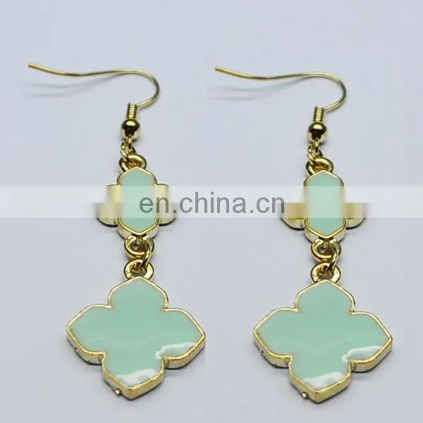 Brife light blue mint fan bubble teardrop adult women earrings