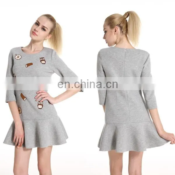 PowerSweet 2014 Hot Sale Autumn Long Sleeve Cartoon Patterns Printed Girl Dress