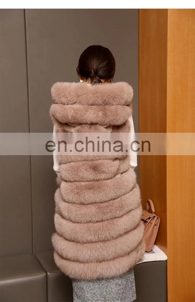 2015 Top Quality Lovely Fur Vests Women Outer Wear Vest Real Blue Fox Fur Coat China