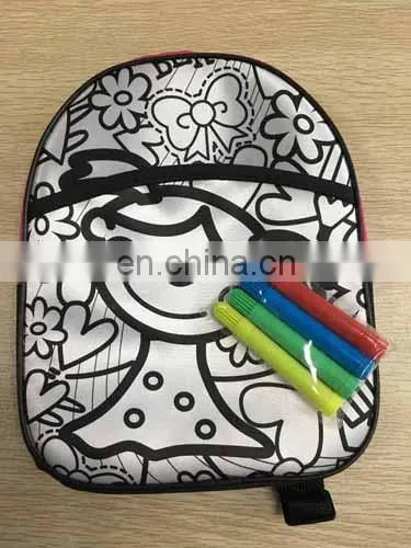 2016!NEW DIY painting satin backpack bag color your own satin bag for kids with markers-RF60306-B