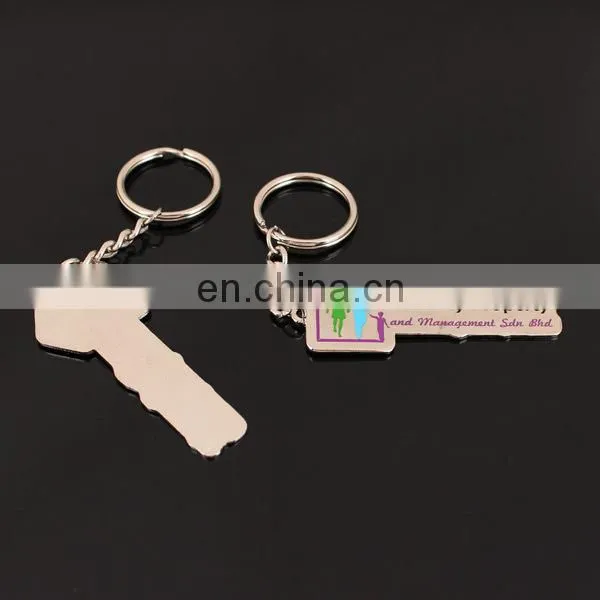 Custom logo Key shaped metal keychain