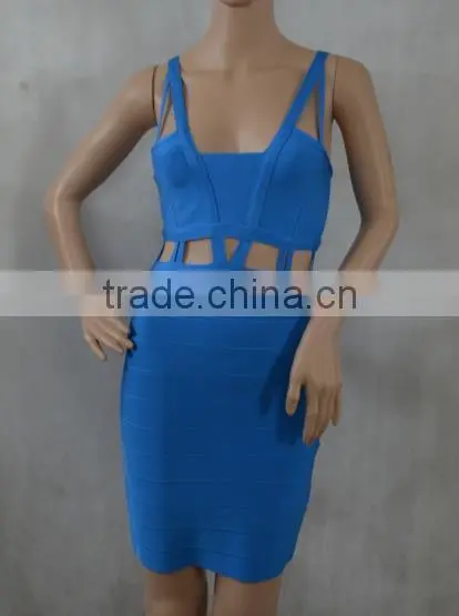 Summer dress Wholesale high quality sey and elegant fashion Ladies cutout strap black white red blue evening party bandage dress