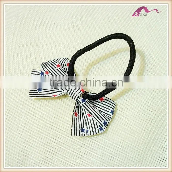 Fancy Star Print Fabric Elastic Hair Band With Bow For Girls