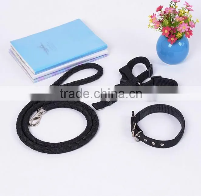 hot sale 2016 pet dog collars &leashes and harrness three pieces together