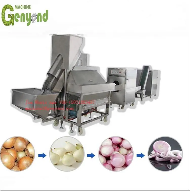 Factory Genyond Hot Sales Industrial Full Automatic Onion Peeler Peeling & Roots tails Two Edds Cutting Machine
