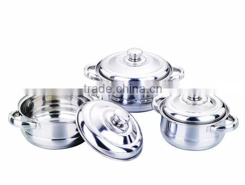 Stainless steel cookware set 3pcs belly casserole set