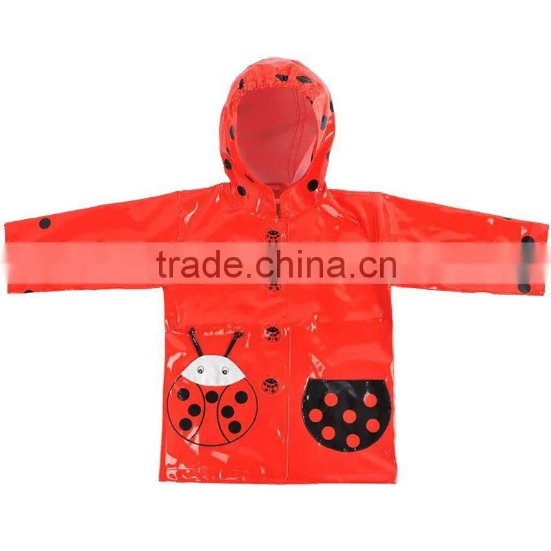 Plastic Waterproof PU Raincoat Rain Jacket For Child