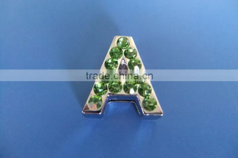 18mm Slide Letters with Green Rhinestone