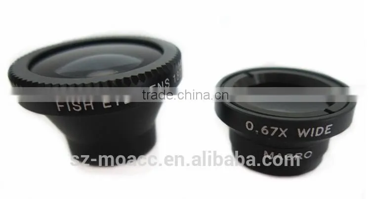 hot selling magnetic 3 in 1 lens kit 0.67x wide angle macro fisheye lens for iphone & samsung all external mobile phone camera