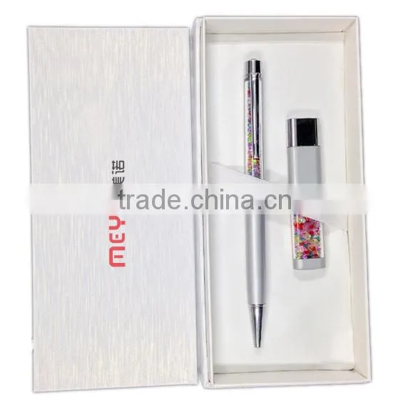 colorful crystal ball pen and flash usb driver,new product for business/fashion/promotion gift set2015