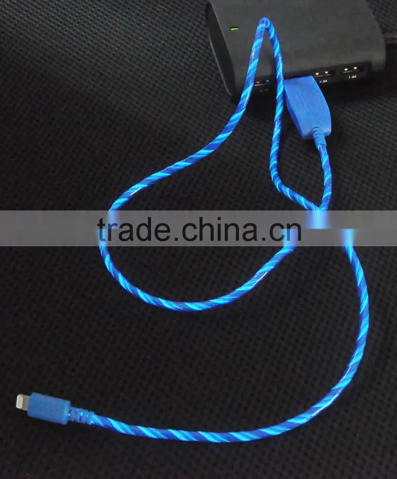 2015 hot selling Micro USB Data Cable with LED light for Iphone/Ipad