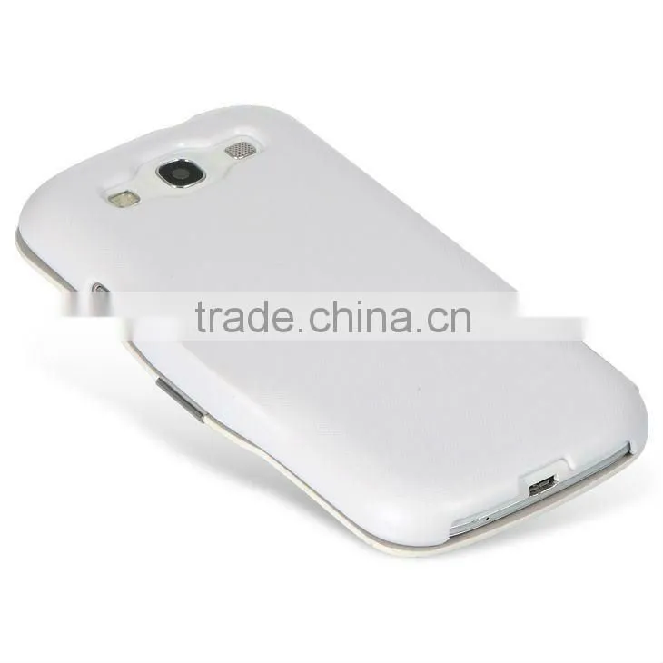 White Hybrid Book-Style Leather Case for Samsung Galaxy S3/i9300
