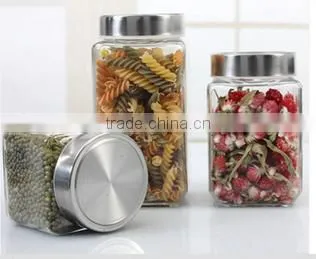 Candy glass storage jar sealed cans straight dry fruit flower pot with silver screw cap