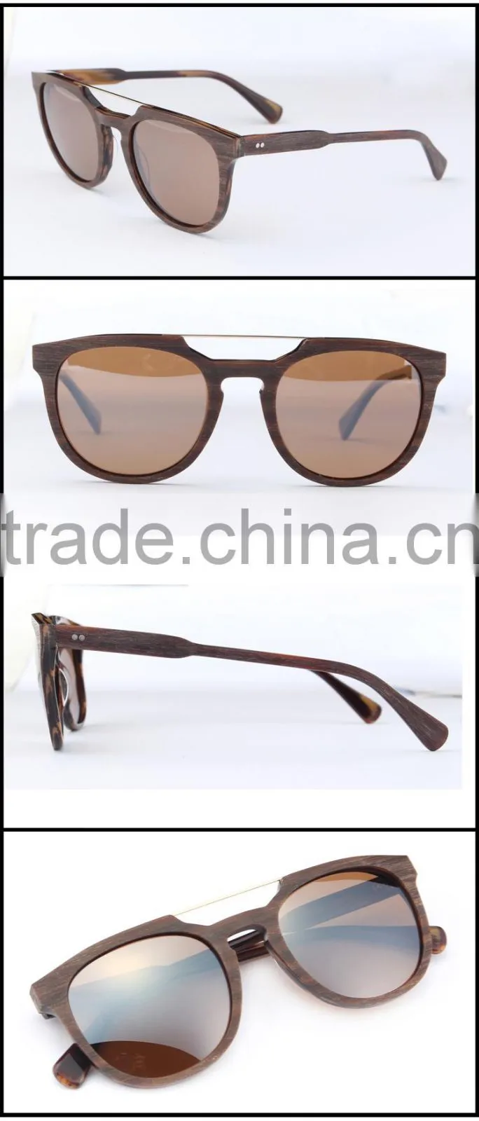 OEM Sunglasses Wooden Aceatate Sunglasses Oem Sunglasses with Metal Bridge