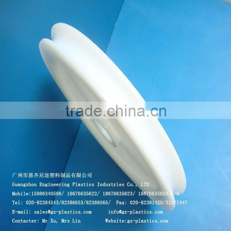 Guangzhou custom size material cnc machined nylon plastics pulley manufacturer