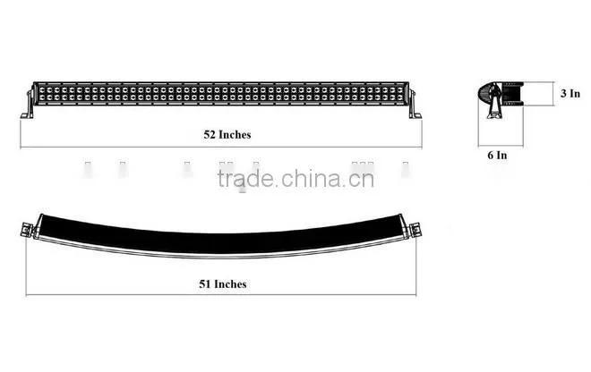2014 New Product!! 50 inch 288w curved LED light bar offroad LED light bar