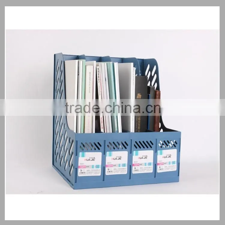 Hot sale office stationery desktop magazines rack with 4 compartments